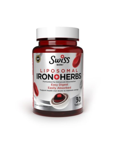 Swiss Bork Liposomal Iron + Herbs, липосомальное железо с травами, 30 таблеток