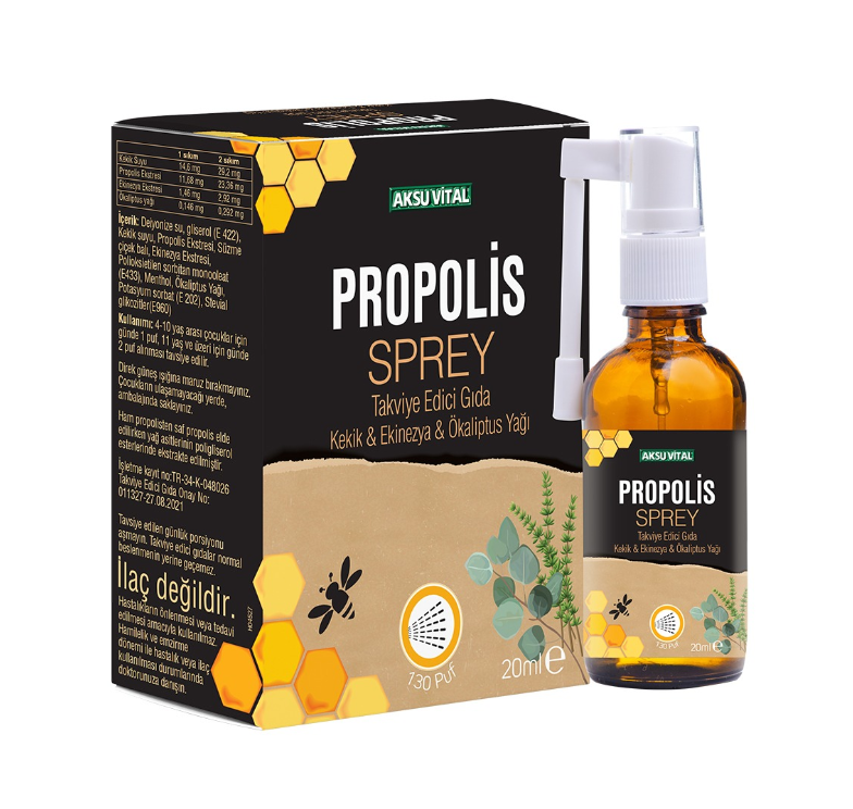 Aksu Vital Propolis Sprey с чабрецом, эхинацеей и маслом эвкалипта, 20 мл